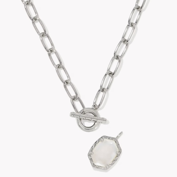 Kendra Scott Silver Chain Necklace with White Pendant - Picture 4 of 6